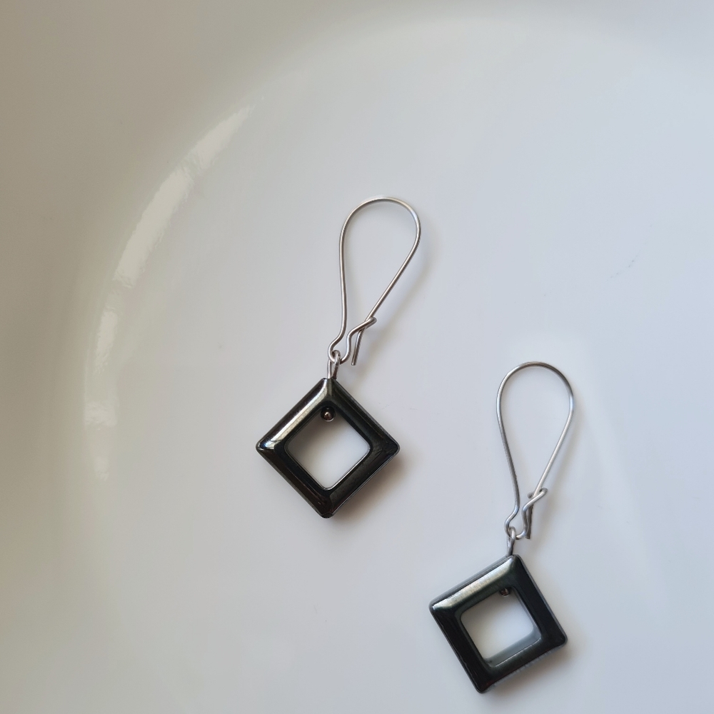 Handmade Hematite Beaded Drop Earrings